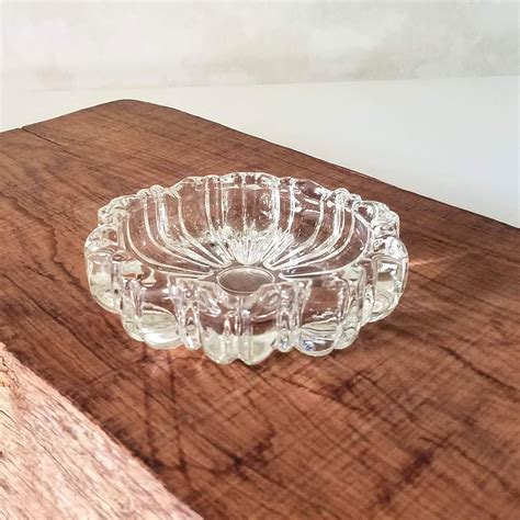 vintage clear glass ashtrays