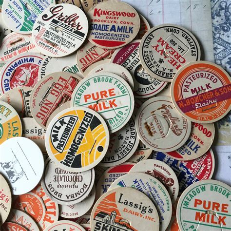 Vintage Glass Milk Bottle Caps