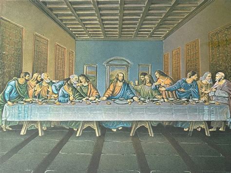 vintage last supper framed picture