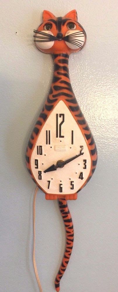 vintage linden moveable eyes tiger wall clock japan