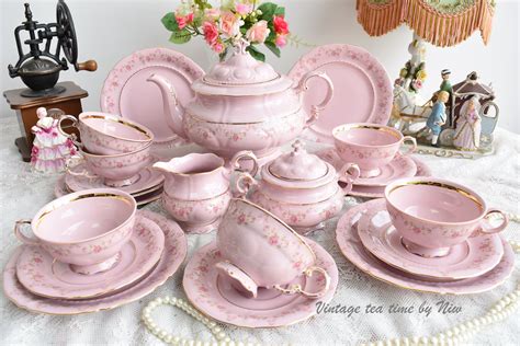 vintage pink tea set