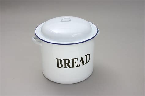 Vintage Round Enamel Bread Bin