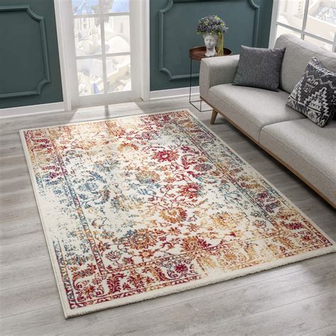 Designer Teppich Modern Kariert Kurzflor Design Meliert In Grau Creme