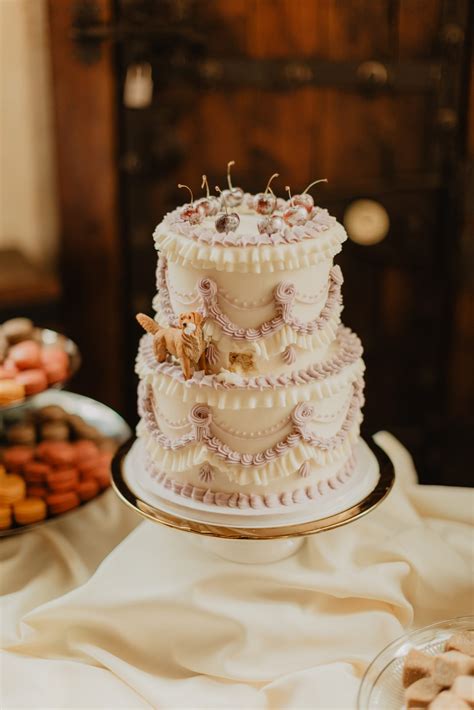 Vintage Lace And Pearl Wedding Cake