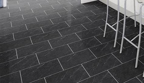 Black Slate Tile Effect Vinyl Flooring Tile effect vinyl flooring