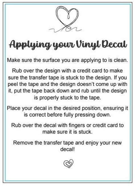 Vinyl Application Instructions Printable
