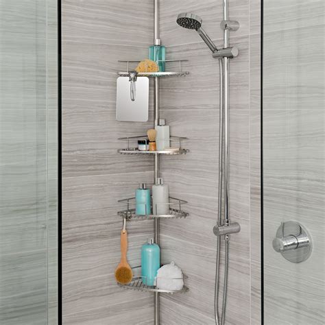 home.furnitureanddecorny.com:vinyl covered stainless steel shower tension pole caddy
