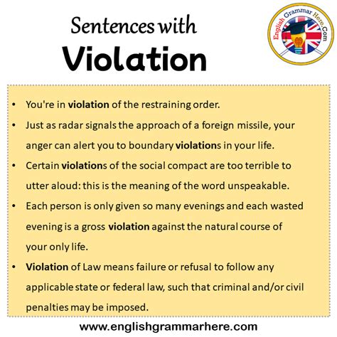 violation meaning in english with example