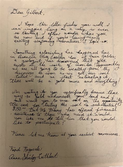 violet's letter to gilbert
