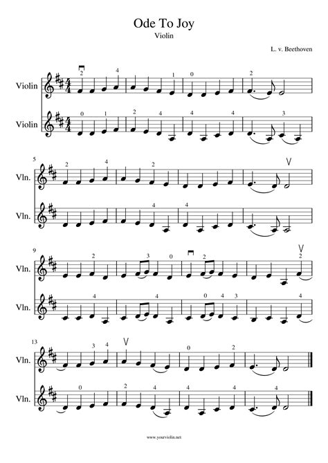 Violin Notes Ode To Joy