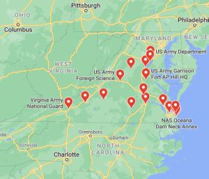 Virginia Army Bases Map