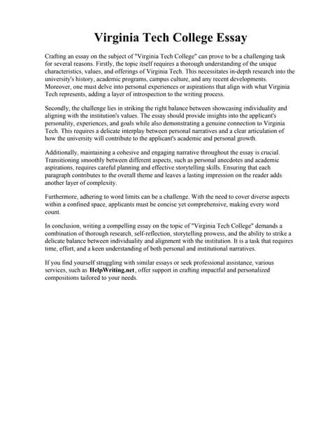 Virginia Tech Essay Examples Reddit
