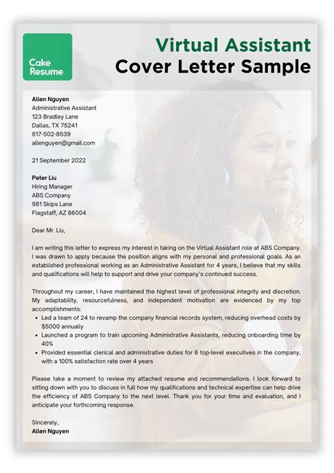 virtual assistant cover letter