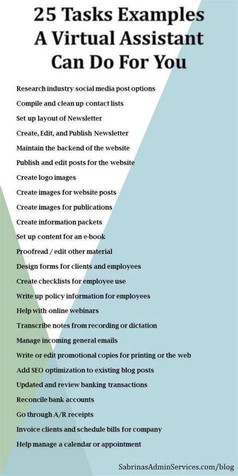 virtual assistant example tasks