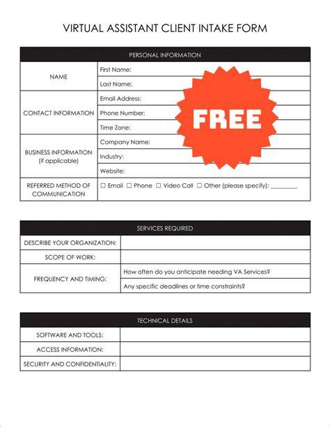 virtual assistant client intake form template
