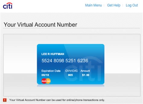 virtual card account