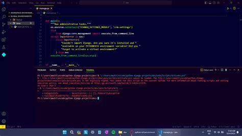 virtual environment not activating in vs code
