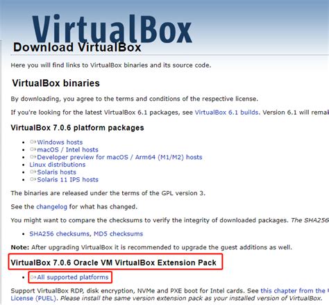 Virtualbox Extension Pack