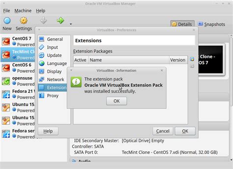 virtualbox extension pack installation