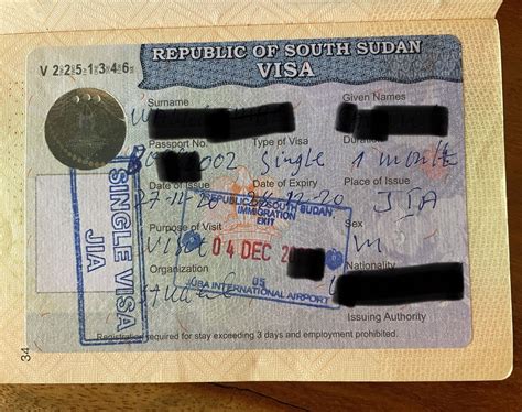 visa for south sudan