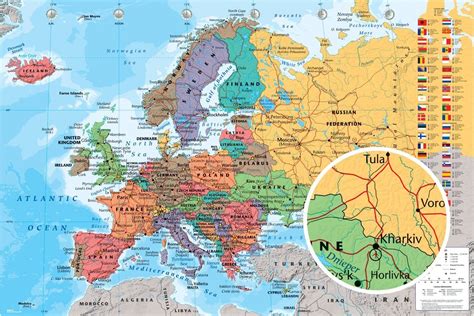 Stor karta över Europa för nålar Kartkungen kartor för nålmarkering