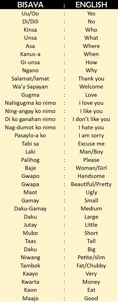 visayan language examples