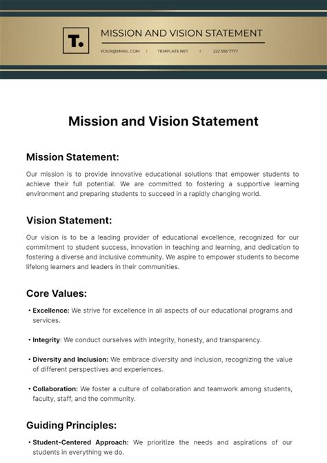 Vision And Mission Statement Exercises