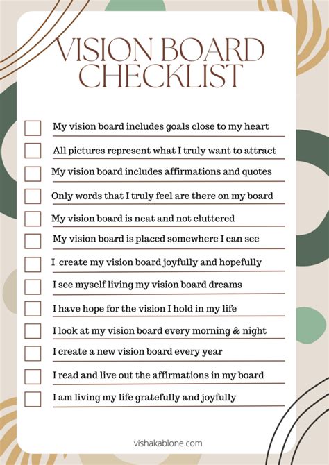 vision board checklist pdf