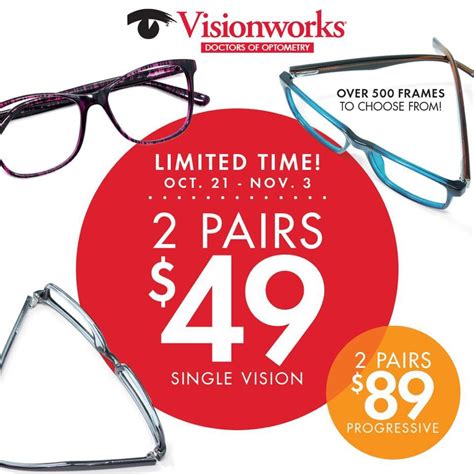 visionworks specials on eyeglasses