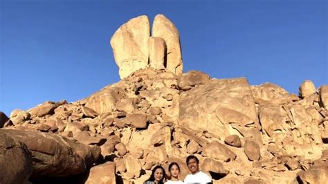 visitor at Split Rock of Moses