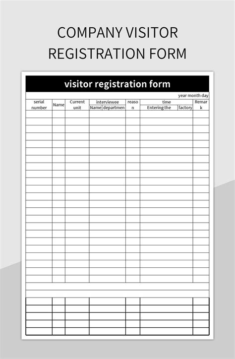 Visitor Register Format In Excel