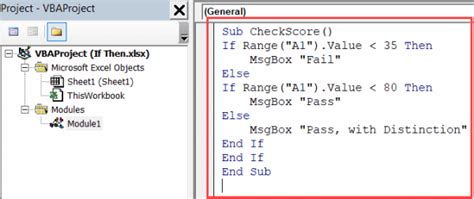 visual basic if statement excel