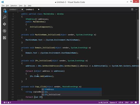 visual code example
