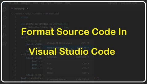 visual code format code shortcut