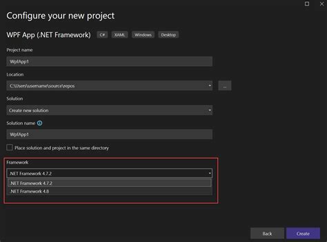Visual Studio .Net Framework Version
