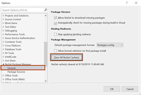 visual studio 2019 nuget package restore