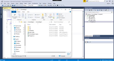 visual studio change folder name