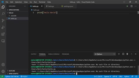 visual studio code can't run python