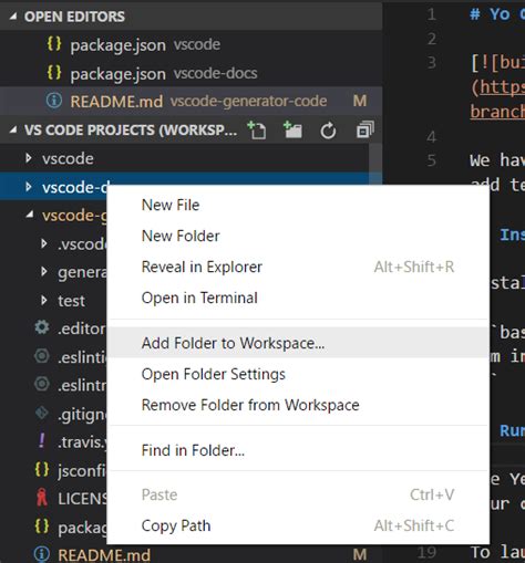 visual studio code change root folder