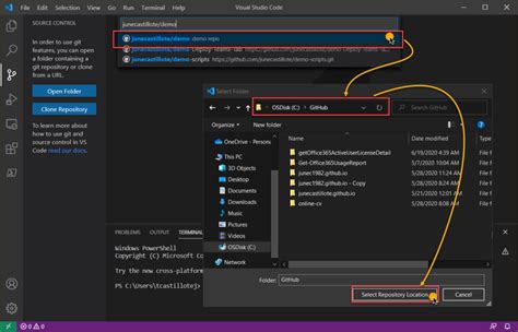 visual studio code github setup