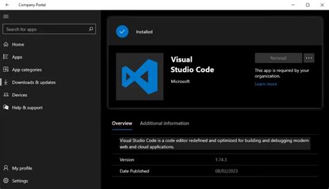 visual studio code intune app