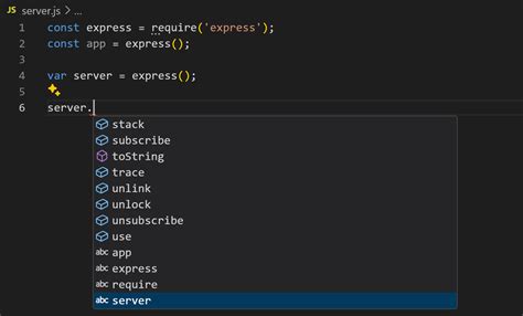 visual studio code javascript intellisense extension