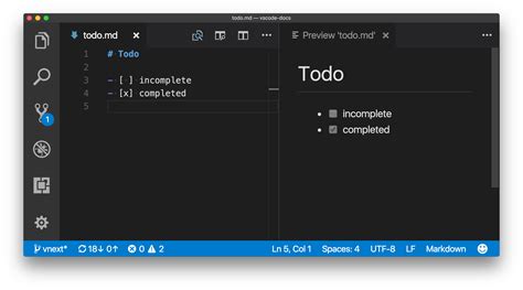 visual studio code markdown checklist