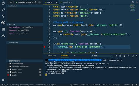 visual studio code node js debugger
