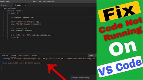 visual studio code not running my code