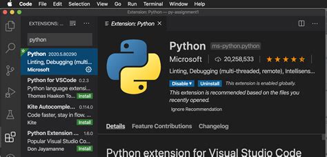 visual studio code python formatter extension