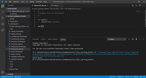 visual studio code run python in terminal