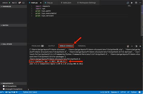 visual studio code select python version