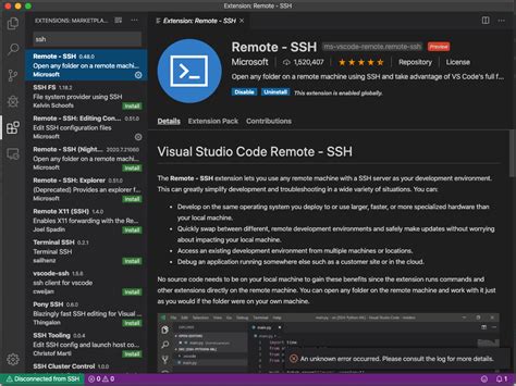 visual studio code setup remote ssh