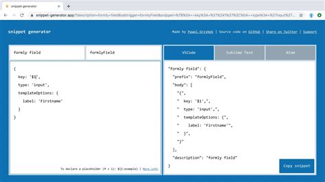 visual studio code snippets generator